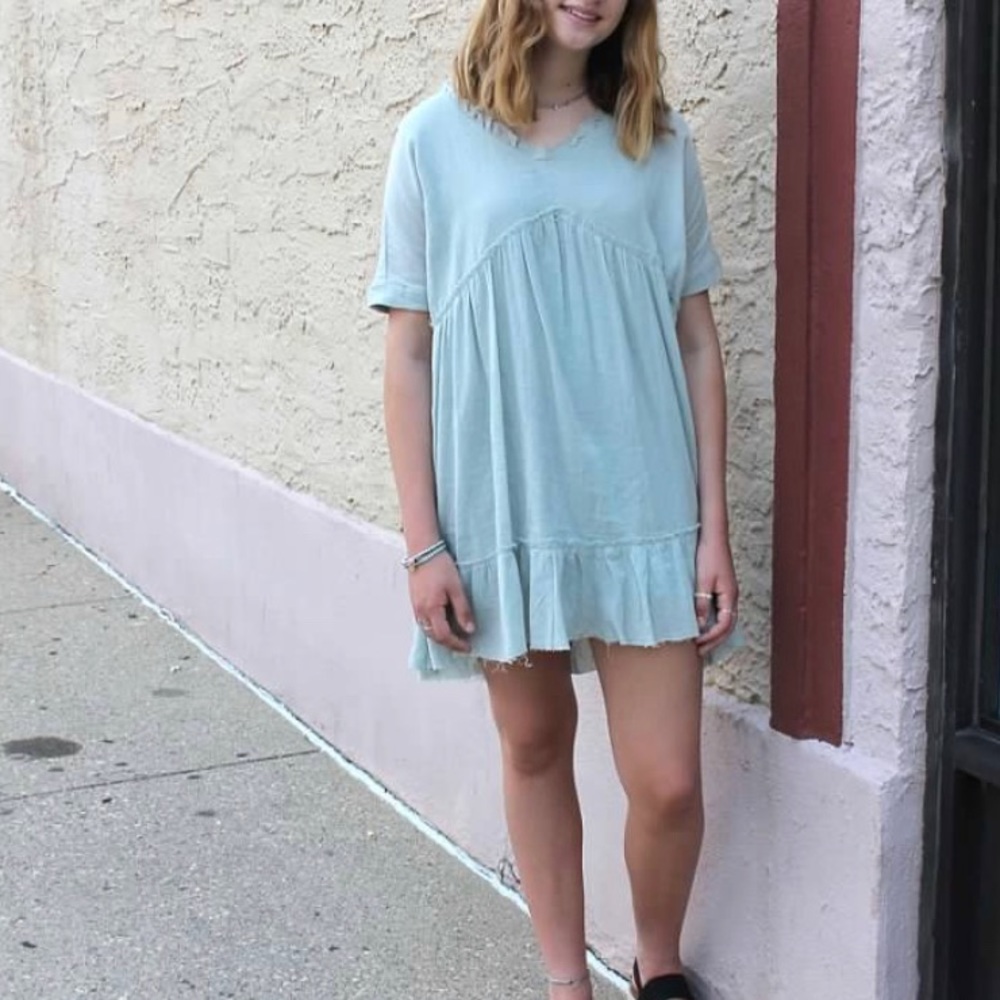 sage green babydoll style dress